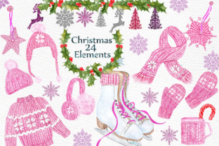 24 Hand Painted Winter & Christmas Illustrations