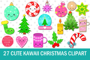 27 Cute Kawaii Christmas Cliparts — Illustrations