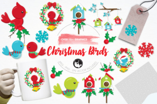 Christmas Birds Design Set Illustrations