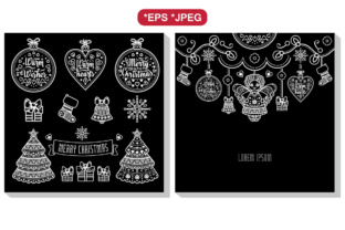 Christmas Decoration Monochrome Illustrations