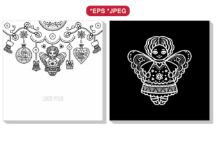 Christmas Decoration Vector Monochrome Illustrations