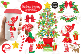 Christmas Elves Clipart — Festive Illustrations