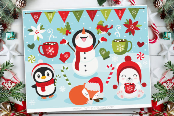 Christmas Friends Clipart: Festive Illustrations for Branding