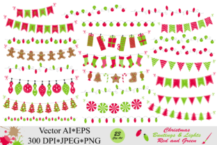 Christmas Red & Green Bunting Clipart