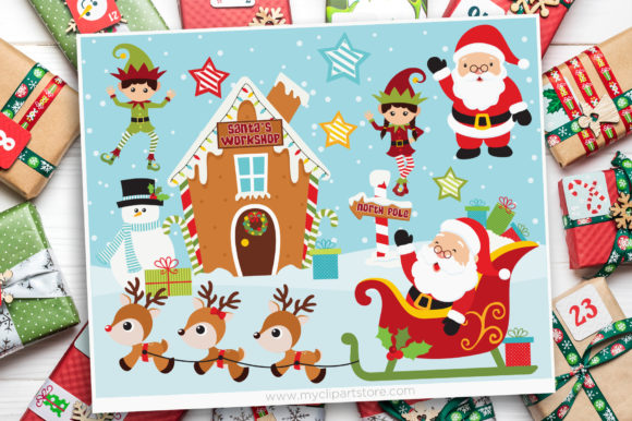 Christmas Santa’s Workshop Clipart: Illustrations for Real Publishing