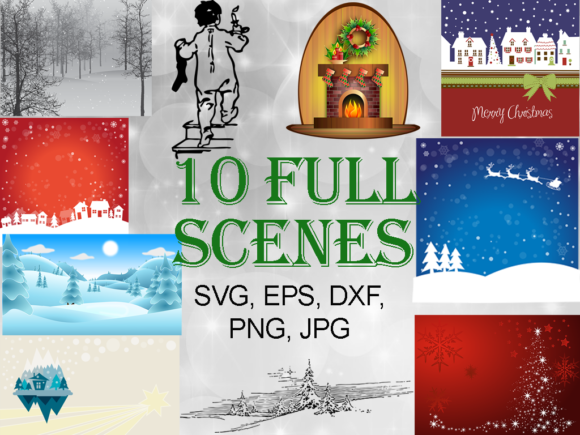 Christmas Scenes Bundle: Festive Illustrations