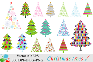 Christmas Trees Clipart – Vector Illustrations
