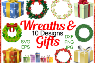 Christmas Wreath and Gift Bundle Illustrations