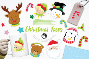 Cute Christmas Faces Illustrations