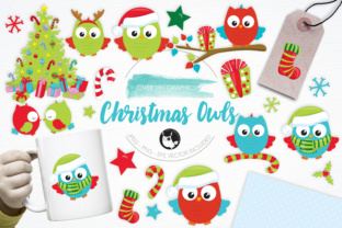Cute Christmas Owls Illustrations