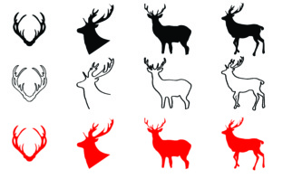 Deers Antlers Christmas Illustrations Bundle