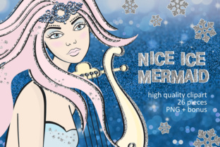 Ice Mermaid Glitter Winter Illustrations
