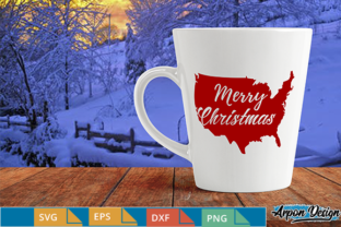 Map of United States, Merry Christmas Illustrations