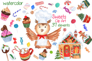 Watercolor Christmas Sweets Illustrations