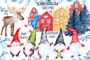 Watercolor Scandinavian Gnome – Christmas Clipart Illustrations